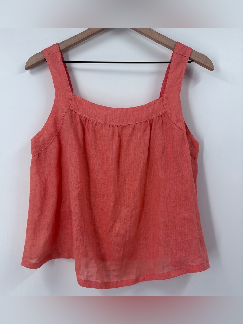 CP Shades Orange Linen Square Neck Sleeveless Top